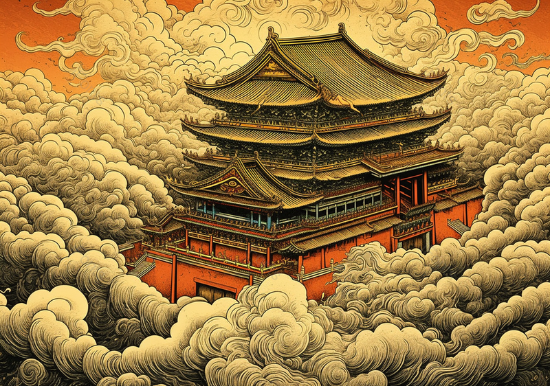 北京故宫古建筑宫殿祥云插画背景,插画/手绘图,插画/手绘图库,插画/手绘图下载,插画/手绘